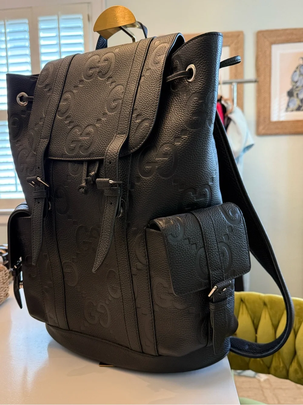 Gucci Jumbo GG Leather Travel Backpack